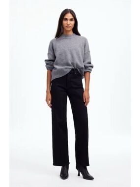 NWT Madewell The Petite Perfect Vintage Wide-Leg Jean Black Rinse Wash